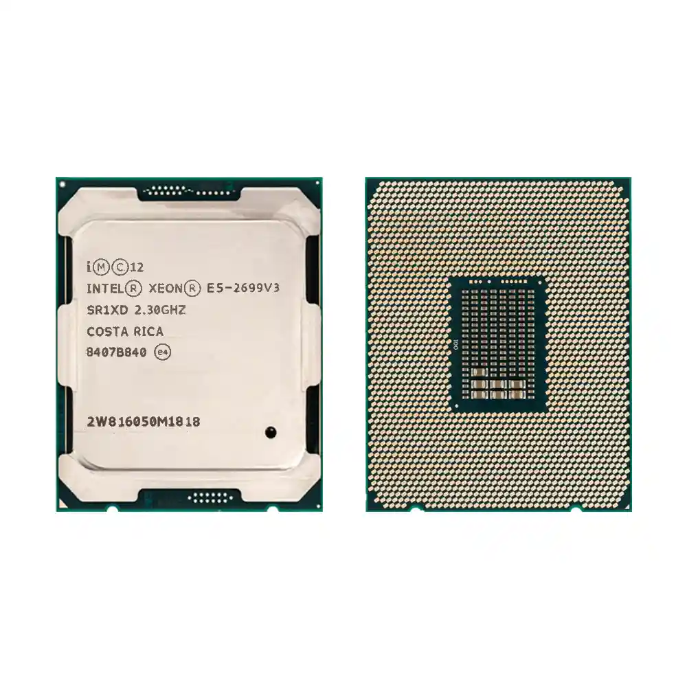 Процессор Intel Xeon E5-2699 v3, вид сверху и снизу